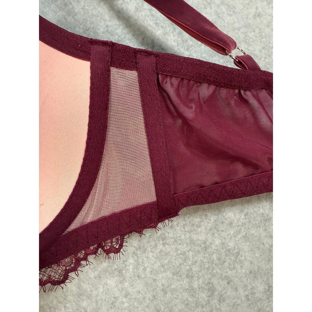 Victoria's Secret Dream Angels Lined Demi Bra Burgundy Lace 34DDD Coquette - Picture 11 of 16